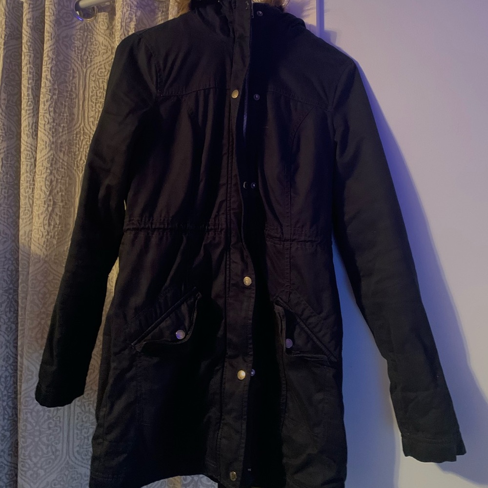 women’s hollister navy blue parka